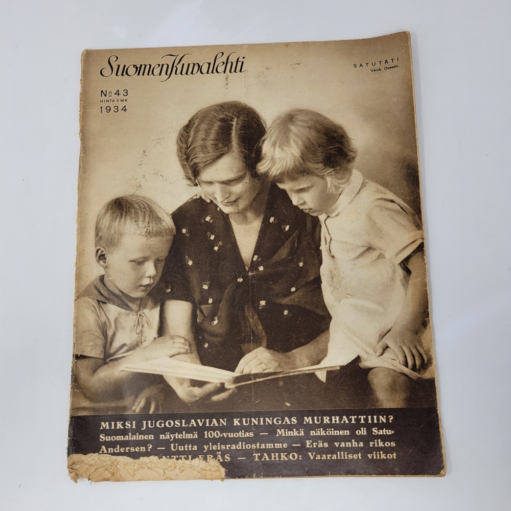 Vintage 1934 Suomen Kuvalehti No 43 Finnish Weekly Magazine‎ Yugoslavia King